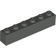 Lego kostka (kostička) 1x6, tmavě šedá (300927, 4114082)